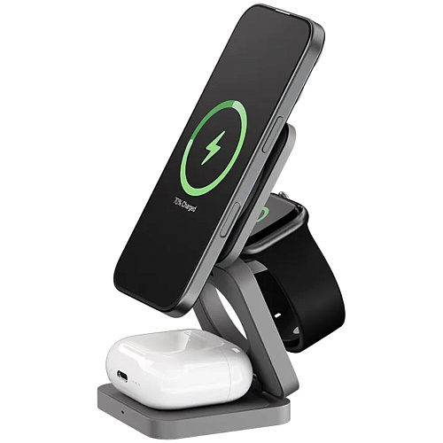 Беспроводная зарядная панель 3 в 1 Для IPhone, Apple Watch, Airpods uBear Balance Ultra Qi2.2 35W Grey