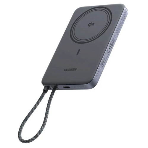 Внешний аккумулятор Ugreen PB570 (75982B) MagFlow Air Ultra-Slim Magnetic 10000mAh 30W Space Gray