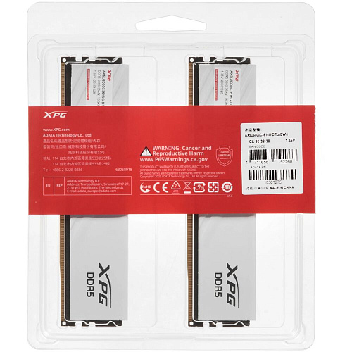 Модуль памяти DIMM 32Gb 2х16Gb DDR5 PC48000 6000MHz ADATA XPG Lancer Blade White (AX5U6000C3616G-DTLABWH)
