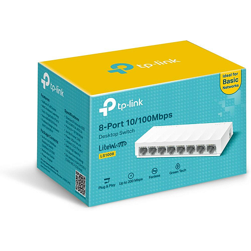 Коммутатор TP-LINK LS1008 неуправляемый 8 портов 10/100Мбит/с
