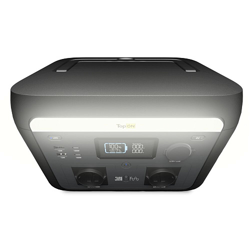 Портативная зарядная станция TopON TOP-H1000 614.4Wh 192Ah 2 розетки 220 В, авторозетка 12.6 В, 2 Type-C 100 Вт, 2 USB, фонарь, EPS, Wi-Fi/Bluetooth