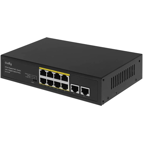 Коммутатор Cudy GS1010P неуправляемый 8 портов 10/100/1000Мбит/с PoE+, 2 порта 10/100/1000Мбит/с uplink