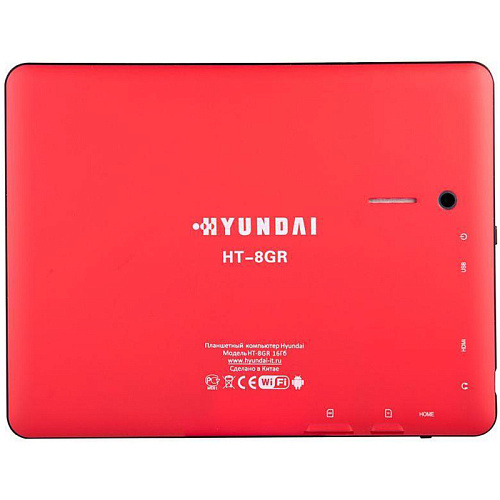 Планшет Hyundai HT-8GR 8" LED (1024X768)/1024MB/16GB/BT/WI-FI/A-GPS/MicroUSB/MicroHDMI/Cam/Android 4.0/Red