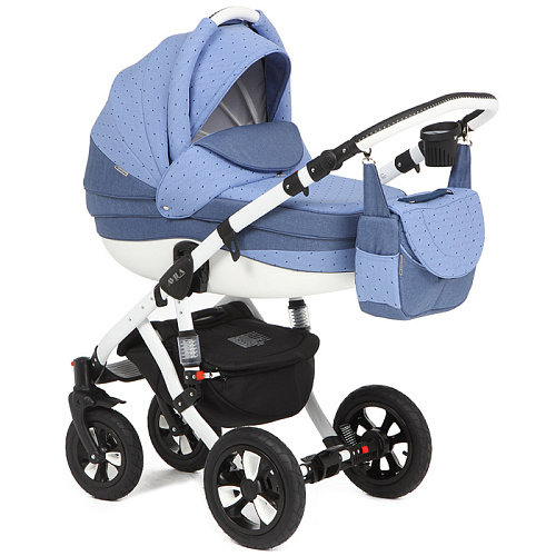 Коляска 2 в 1 Adamex Avila (27W синий + синий принт)