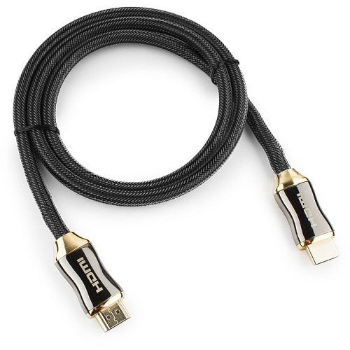 Кабель HDMI-HDMI v2.0 1.0м Cablexpert Platinum (CC-P-HDMI03-1M) титановый металлический корпус, нейлоновая оплетка, блистер