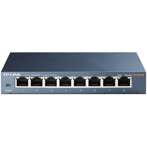 Коммутатор TP-LINK TL-SG108 неуправляемый 8x1000BASE-T, metal case