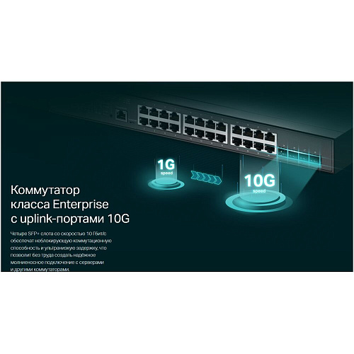 Коммутатор TP-LINK TL-SG3428XMP JetStream уровня 2+,  24x1000BASE-T PoE+, 4x10GbSFP+