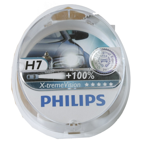 Автомобильная лампа H7 55W X-treme Vision plus 2 шт. Philips