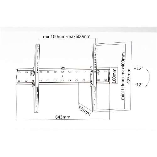 Кронштейн наклонный Ultramounts UM839T 37-70' до 40кг Vesa до 600x400