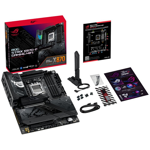 Материнская плата ASUS ROG Strix X870-F Gaming WiFi X870 Socket AM5 4xDDR5, 2xSATA3, RAID, 4xM.2, 2xPCI-E16x, 9xUSB3.2, 3xUSB3.2 Type C, DP, HDMI, WiFi, 2.5Glan, ATX
