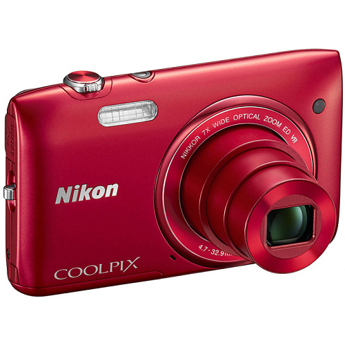 Компактная фотокамера Nikon Coolpix S3500 red (20.1Mpx, 7x zoom, 2.6"LCD)