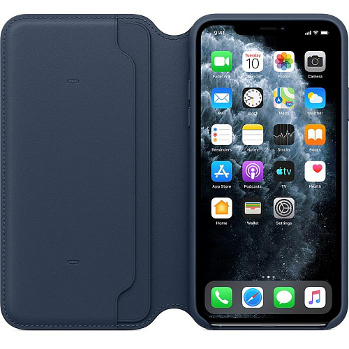Чехол для Apple iPhone 11 Pro Max Leather Folio Deep Sea Blue