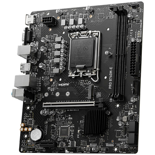Материнская плата MSI Pro B760M-E B760 Socket-1700 2xDDR5, 4xSATA3, 1xM.2, 1xPCI-E16x, 2xUSB3.2, D-Sub, HDMI, Glan, mATX