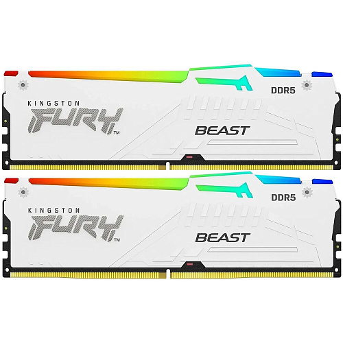 Модуль памяти DIMM 32Gb 2х16Gb DDR5 PC48000 6000MHz Kingston Fury Beast RGB White EXPO (KF560C36BWE2AK2-32)