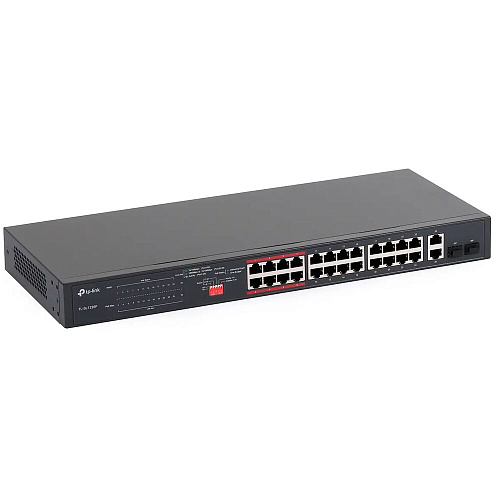 Коммутатор TP-LINK TL-SL1226P неуправляемый 24xLAN PoE+, 2xSFP/GbLAN