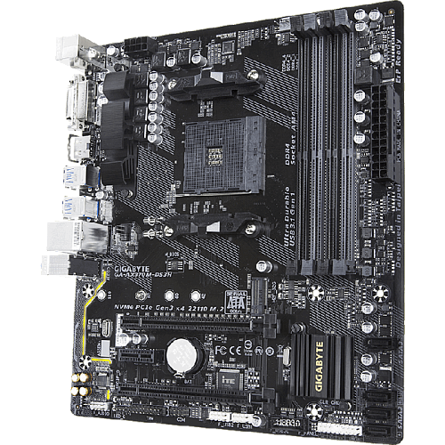 Материнская плата Gigabyte GA-AX370M-DS3H Socket-AM4 AMD X370 4xDDR4, 4xSATA3, Raid, 1xM.2, 2xPCI-E 16x, 4xUSB 3.1, DVI-D, HDMI, GLan, mATX Ret
