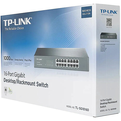 Коммутатор TP-LINK TL-SG1016D неуправляемый 16 портов 10/100/1000 Мбит/с