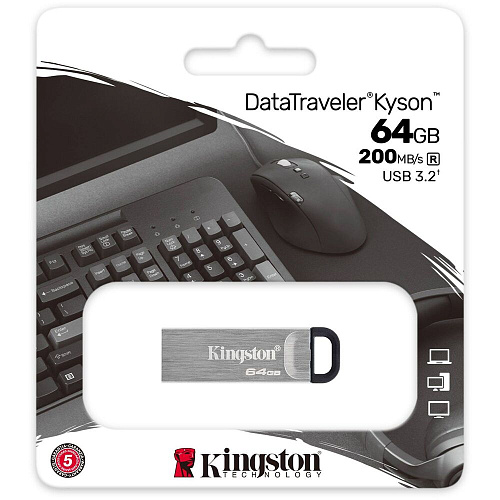 USB Flash накопитель 64GB Kingston DataTraveler Kyson (DTKN/64GB) USB 3.2 Черно-серебристый