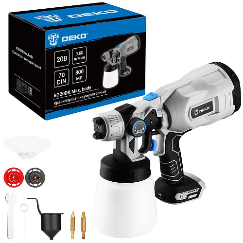 Аккумуляторный краскопульт Deko SG20DK Max, 20В, 800 мл 083-1134 УЦЕНКА
