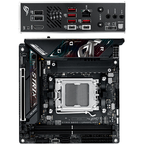Материнская плата ASUS ROG Strix B850-I Gaming WiFi B850 Socket AM5 2xDDR5, 2xSATA3, RAID, 2xM.2, 1xPCI-E16x, 4xUSB3.2, 2xUSB3.2 Type C, HDMI, Wi-Fi, 2.5Glan, mini-ITX