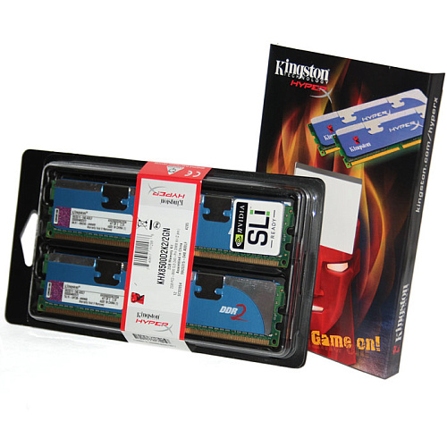 Модуль памяти DIMM 2Gb 2x1Gb KIT DDR2 PC8500 1066MHz Kingston HyperX nVidia SLI-Ready(KHX8500D2K2/2GN)