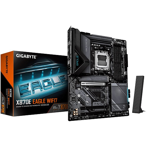Материнская плата Gigabyte X870E Eagle WiFi7 Socket-AM5 AMD X870E 4xDDR5, 4xSATA3, RAID, 4xM.2, 3xPCI-E16x, 6xUSB3.2, 2xUSB3.2 Type C, HDMI, WiFi, 5Glan, ATX Ret