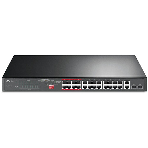 Коммутатор TP-LINK TL-SL1226P неуправляемый 24xLAN PoE+, 2xSFP/GbLAN