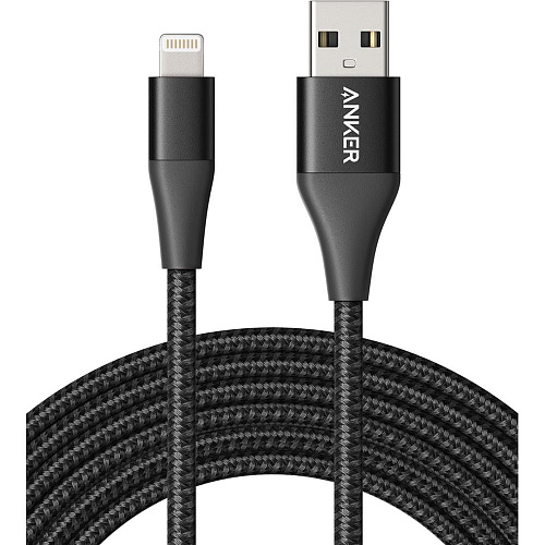 Кабель для Apple Lightning MFI Anker PowerLine+ II 3м в оплетке, кевлар, 30000+ перегибов, A8453H41, Black 