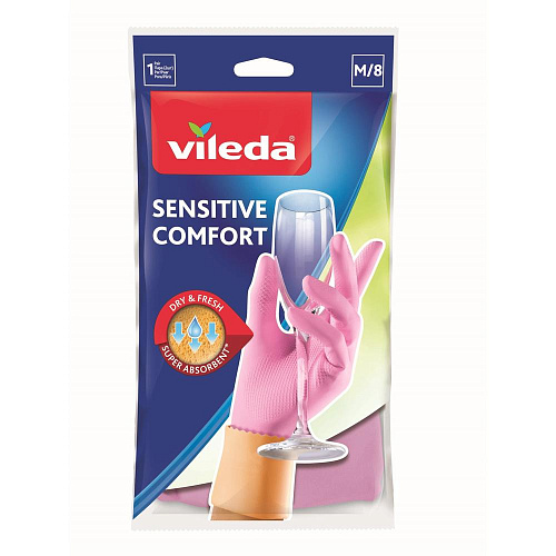 Перчатки Vileda Sensitive ComfortPlus для деликатных работ, размер M