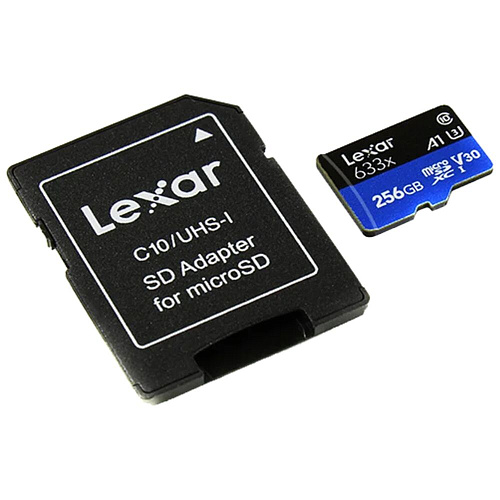 Карта памяти Micro SecureDigital 256Gb Lexar 633x SDXC class 10 (LSDMI256BB633A) + SD адаптер