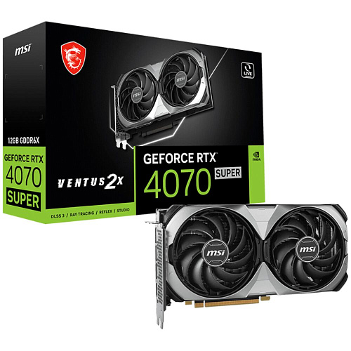 Видеокарта MSI GeForce RTX 4070 Super 12288Mb, Ventus 2X 12G (RTX 4070 Super 12G Ventus 2X) 1xHDMI, 3xDP, Ret