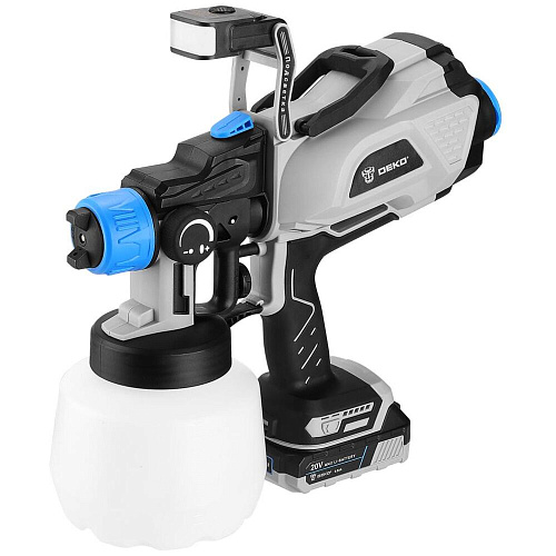 Аккумуляторный краскопульт Deko SG20DK PRO, 20В, 1200 мл, 2x3.0Ач 083-1136