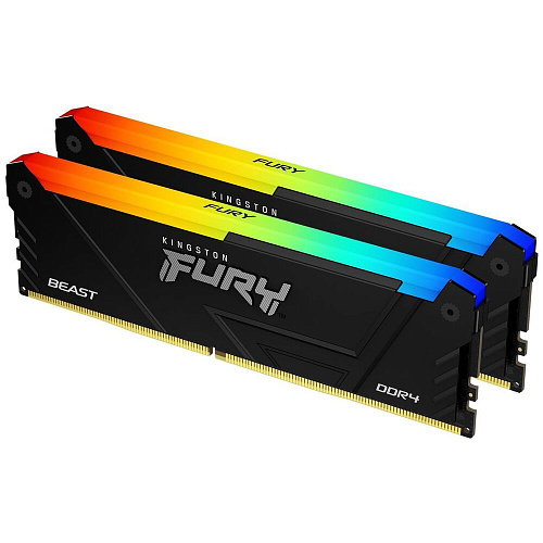 Модуль памяти DIMM 16Gb 2х8Gb DDR4 PC25600 3200MHz Kingston Fury Beast RGB Black (KF432C16BB2AK2/16) УЦЕНКА