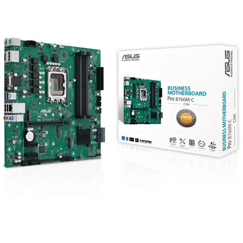 Материнская плата ASUS Pro B760M-C-CSM B760 Socket-1700 4xDDR5, 4xSATA3, RAID, 2xM.2, 1xPCI-E16x, 2xUSB3.2, D-Sub, 2xDP, HDMI, Glan, mATX