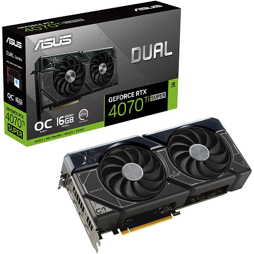 Видеокарта ASUS GeForce RTX 4070 Ti Super 16384Mb, Dual OC 16G (Dual-RTX4070TIS-O16G) 1xHDMI, 3xDP, Ret