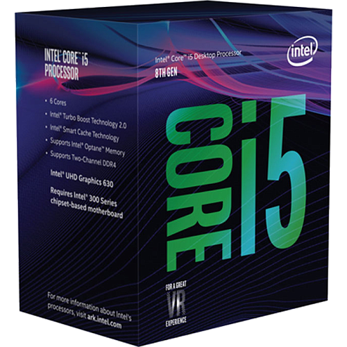 Процессор Intel Core i5-8500, 3ГГц, (Turbo 4.1ГГц), 6-ядерный, L3 9МБ, LGA1151v2, BOX