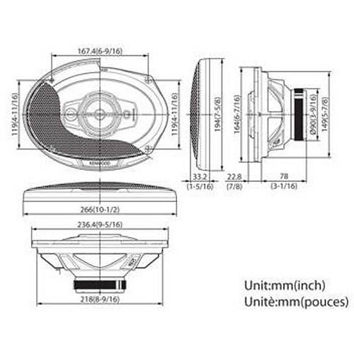 Колонки автомобильные Kenwood KFC-PS6985 600Вт 15x23см четырехполосные