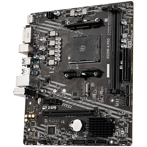 Материнская плата MSI A520M-A Pro A520 Socket AM4 2xDDR4, 4xSATA3, RAID, 1xM.2, 1xPCI-E16x, 4xUSB3.2, DVI-D, HDMI, Glan, mATX УЦЕНКА