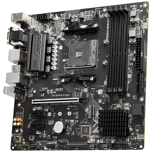 Материнская плата MSI Pro B550M-P GEN3 Socket-AM4 AMD B550 4xDDR4, 4xSATA3, RAID, 1xM.2, 1xPCI-E16x, 4xUSB3.2, D-Sub, DP, HDMI, Glan, mATX УЦЕНКА