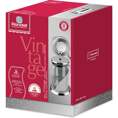 Френч-пресс Rondell Vintage RDS-1325, 0,6 л.