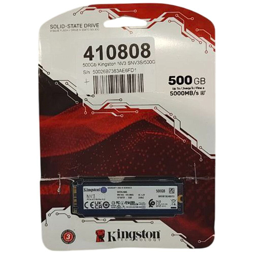 Внутренний SSD-накопитель 500Gb Kingston NV3 SNV3S/500G M.2 2280 PCIe NVMe 4.0 x4 УЦЕНКА