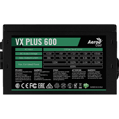 Блок питания 600W AeroCool VX Plus 600