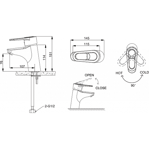 Смеситель для раковины Bravat Loop F1124182CP-RUS