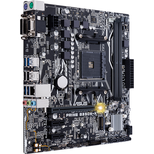 Материнская плата ASUS Prime B350M-K B350 Socket AM4 2xDDR4, 4xSATA3, RAID, 1xM.2, 1xPCI-E16x, 6xUSB3.1, D-Sub, DVI-D, Glan, mATX УЦЕНКА