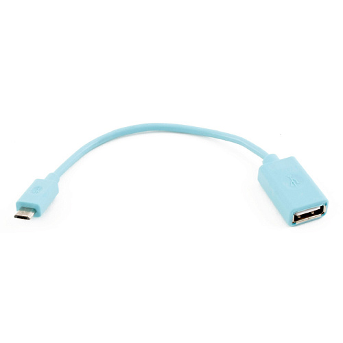 Кабель OTG для мобильных телефонов и планшетов USB2.0 тип А(f)-microB(5P) OTG 0,15м. Interstep синий