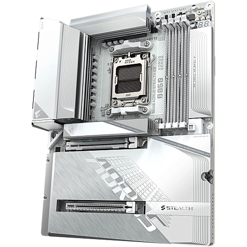 Материнская плата Gigabyte B850 AORUS Stealth Ice Socket-AM5 AMD B850 4xDDR5, 2xSATA3, RAID, 4xM.2, 2xPCI-E16x, 4xUSB3.2, 1xUSB3.2 Type C, HDMI, WiFi, 5Glan ATX