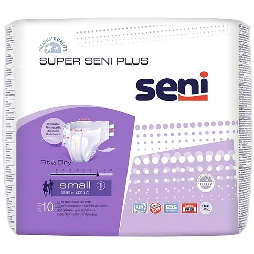 Seni Подгузники для взрослых Super Plus, 55-80 см., S (10 шт.)