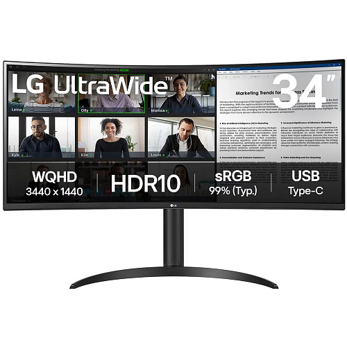 Монитор 34" LG UltraWide 34WR55QK-B VA 3440x1440 5 ms HDMI, DisplayPort