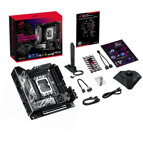 Материнская плата ASUS ROG Strix Z890-I Gaming WiFi Z890 Soc-1851 2xDDR5, 2xSATA3, RAID, 2хM.2, 1xPCI-E16x, 4xUSB3.2, 3xUSB3.2 Type C, DP, HDMI, WiFi, 2.5Glan, Mini-ITX
