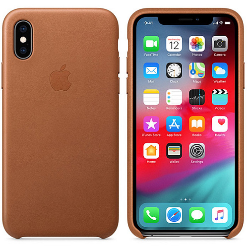 Чехол для Apple iPhone Xs Leather Case Saddle Brown